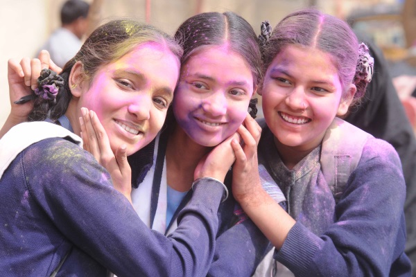 <p>St Margret School Students played and exchanged colour powder ahead of Holi festival in Ranchi on Saturday.</p>
