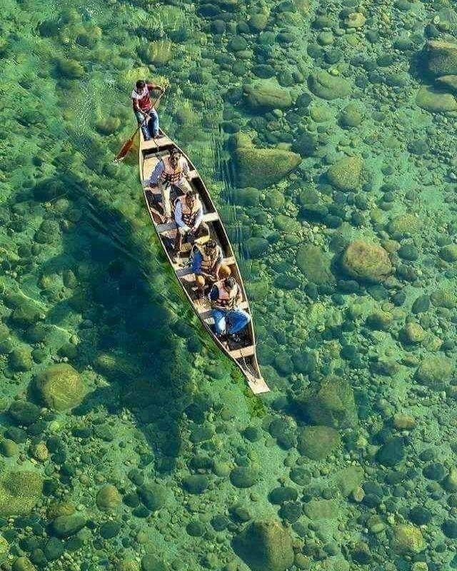 <p>One of the cleanest rivers in the world. It is in India. River Umngot, 100 Kms from Shillong, in Meghalaya state. It seems as if the boat is in the air; the water is so clean and…