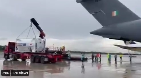 <p>Spokesperson, Ministry of Home Affairs states on Twitter: "MHA is coordinating lifting of high capacity tankers from abroad by IAF aircraft for movement of O2, reqd due to…