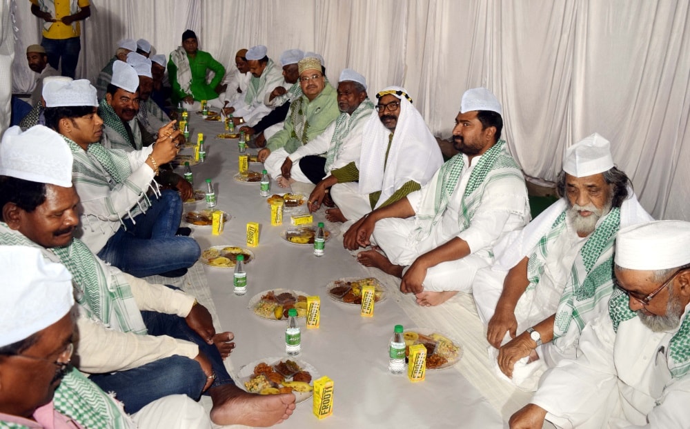 <p>Jharkhand Mukti Morcha (JMM) Chief Sibu Soren hosted an  ‘Iftar’ party as opposition leader Hemant Soren and other leaders and workers, at Morahabadi in Ranchi…