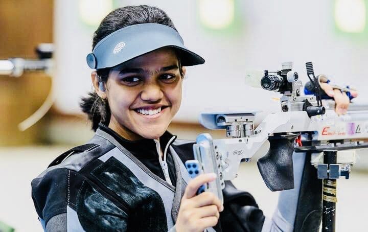 <p>India's Shreya made a record in the Asian Air Gun championship 10 metre Air Rifle competition (junior) by achieving 252.5 score and won a Gold medal</p>
