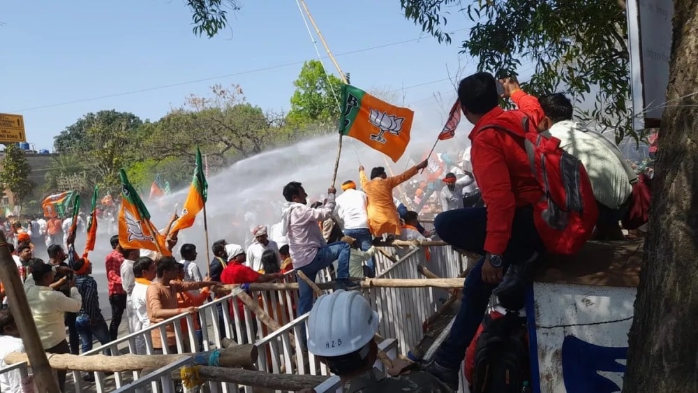 Cops used tear gas, water canons and sticks against BJP workers who clashed with police in Ranchi