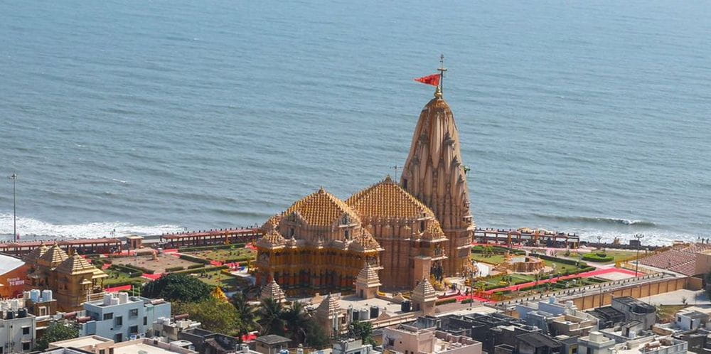 PM Modi shares a photo of the Somnath Temple taken en route to Vadodara and writes,’Har Har Mahadev!’