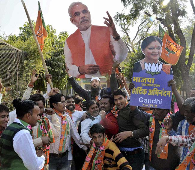 Leaders greet BJP riding high on 'Modi Wave' in UP Assembly polls 2017