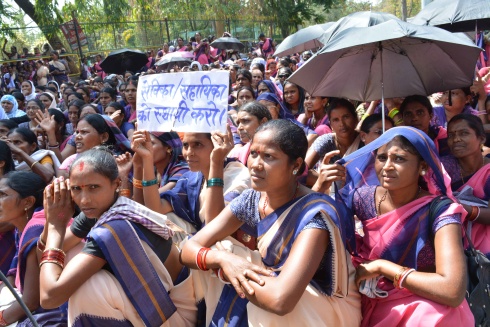 Jharkhand Anganwadi workers protest,demand hike in salary