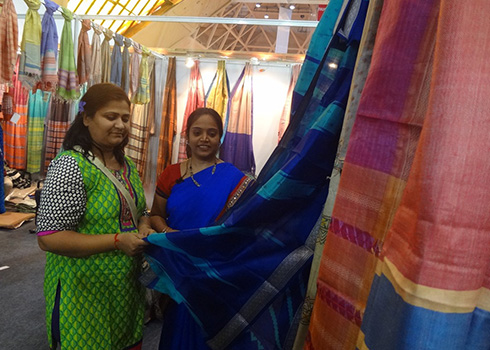 JHARCRAFT selling Tasar silk garments at Trade Fair in New Delhi