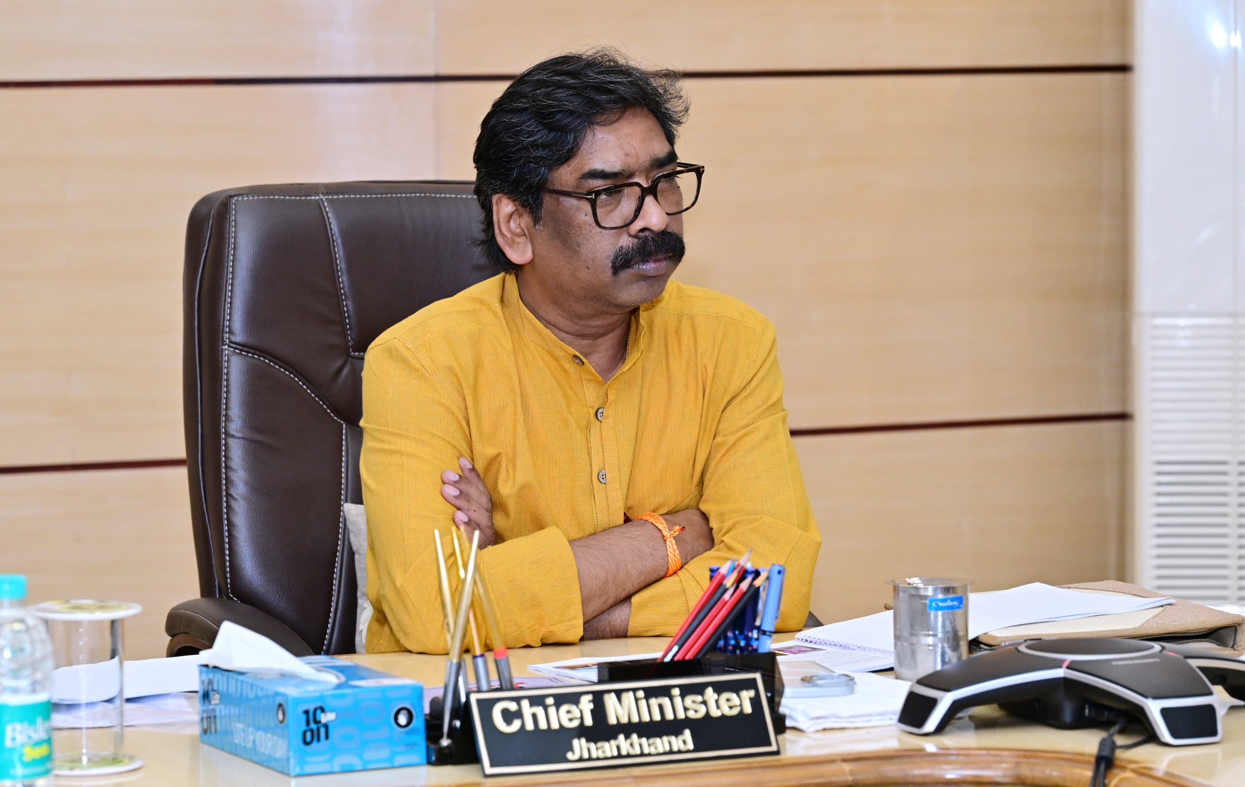 Jharkhand CM Hemant Soren attends I.N.D.I.A Block meeting virtually in New Delhi from Ranchi 