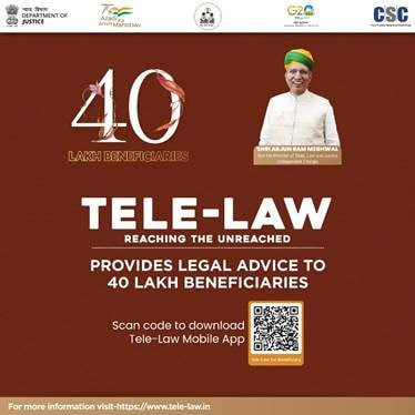 Tele-Law programme benefits 40 lakh people empowering them with pre-litigation advise: Centre 