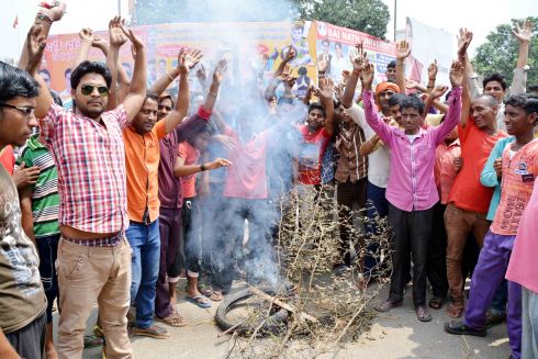 Protest against removal of encroachment from tribal land in Ranchi