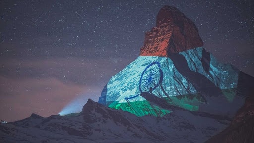 Swiss Alps peak lights up with Indian tri-colour flag