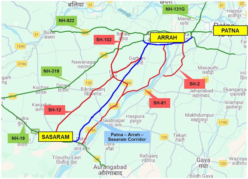 Plan to construct 4-Lane greenfield and brownfield Patna-Arrah-Sasaram corridor in Bihar cleared