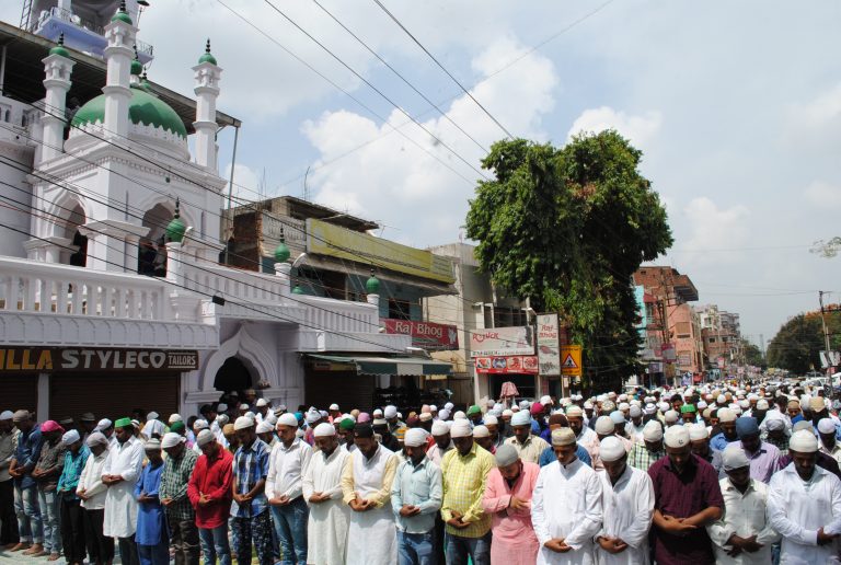 Muslims offer 2nd Friday Ramadan prayer on Main Road in Ranchi